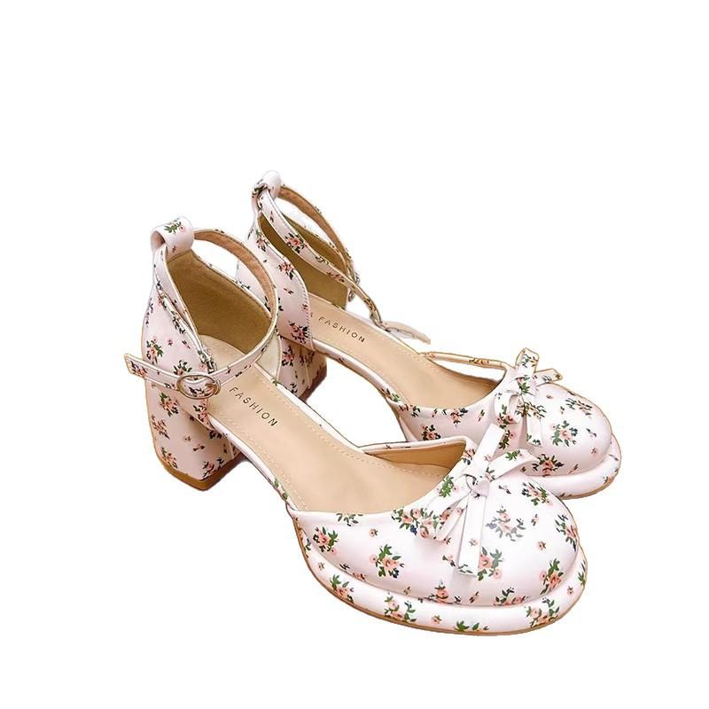 French Versatile Bag Head Thick Heel High Heels Women's New Summer Fashion Outer Wear Single Shoes Heightening Fairy Mary Jane Shoes