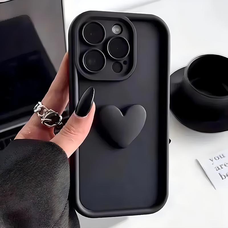 Love Heart Phone Case For iPhone 16 15 14 13 12 11 Pro Max 15 Plus Cases Soft Silicone Shockproof Bumper Back Cover Accessories