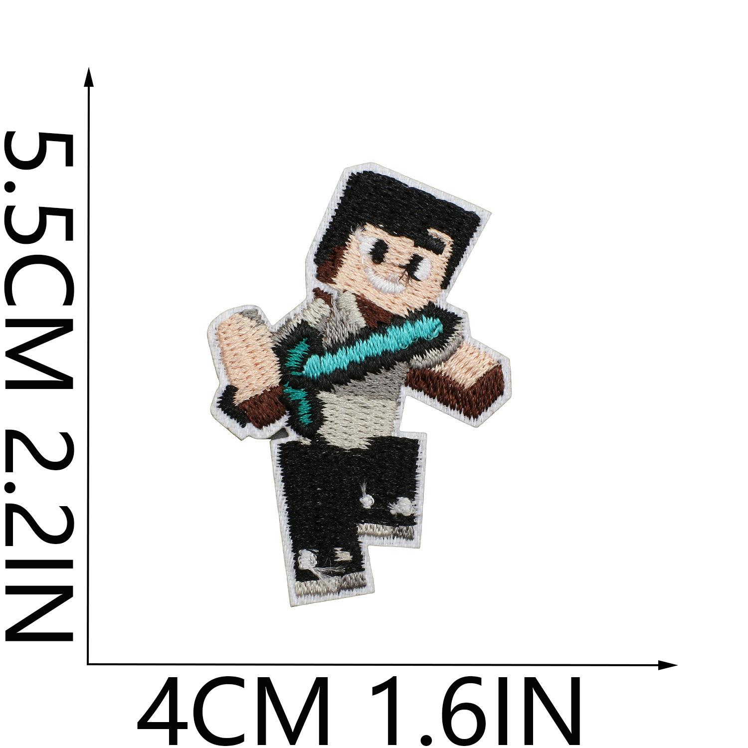 

Game Character Embroidery Cloth Sticker My World Patch Sticker Bag Decoration Embroidery Label Pixel Chapter Sticker Heat Transfer No. 12_3 pieces