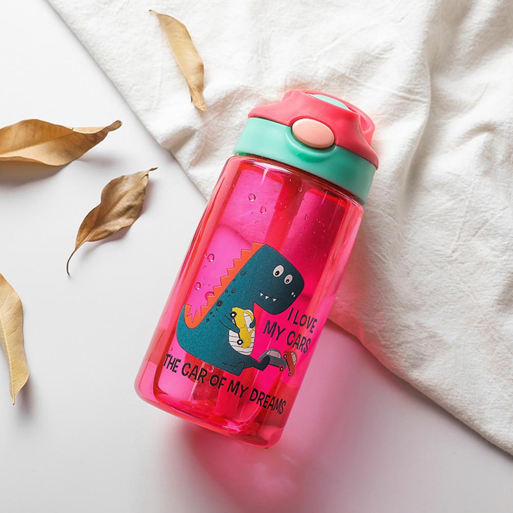 

480 мл мультяшная детская пластиковая чашка с соломинкой, портативная Непадающая бутылка для воды в виде динозавра для детей, чашка для питья, посуда для питья 480ML