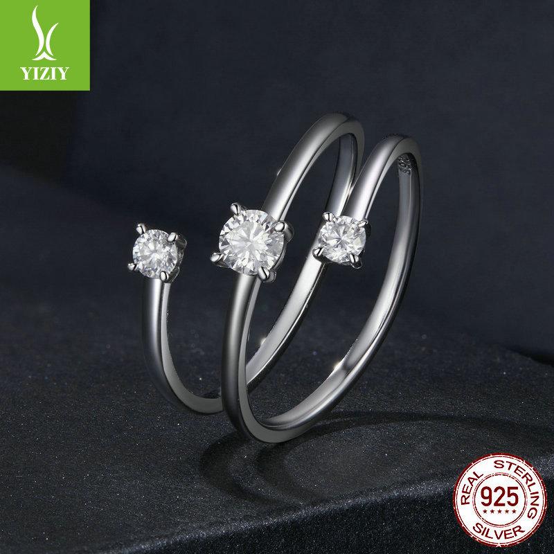 30-Point Line Winding Ring, Niche Design Double-Layer S925 Sterling Silver Moissanite Ring.