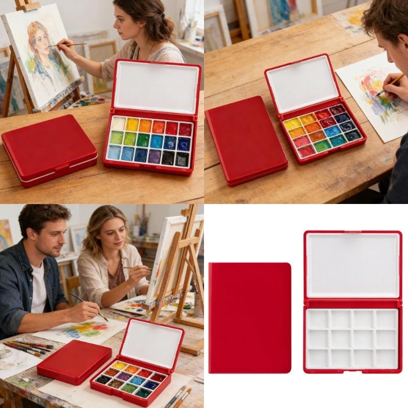 12 Section Paint Storage Box Portable Watercolor Paint Palette For Artists Students Outdoor Sketching And Art Classes