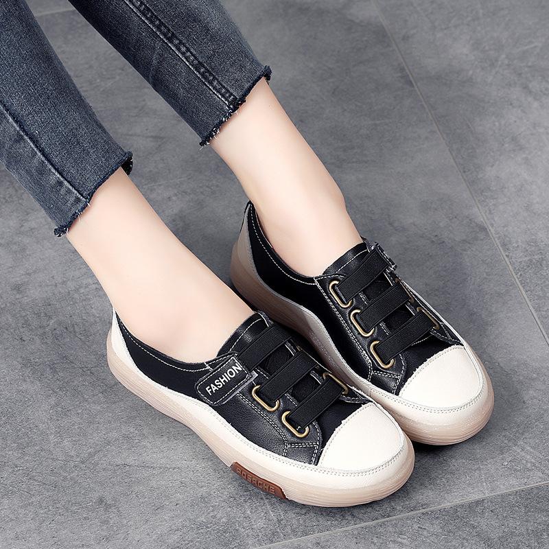 Cowhide Little White Shoes Women's New Fashion Soft-soled Single Shoes Comfortable One-pedal Sports and Leisure Shoes