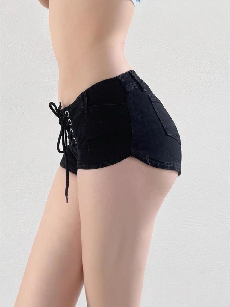 Women's Sexy Lace-Up Low-Rise Denim Shorts - Summer Slim Fit