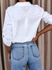 Ladies Casual Button Up Office Shirt Solid Color Long Sleeve Blouse with Collar Business Work Top for Daily Wear