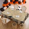 Halloween Themed Tablecloth, Party Holiday Atmosphere Arrangement, Skull Pumpkin, Crow Butterfly Print Table Tablecloth