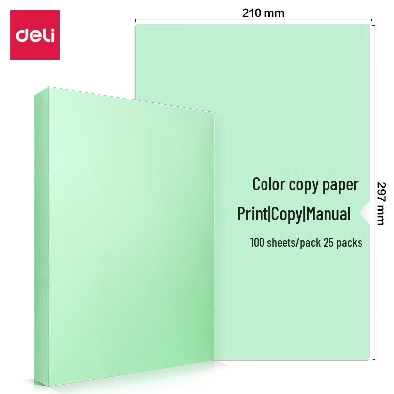 Deli A4 80gsm Light Green Copy & Printer Paper, 100 Sheets светло-зеленый