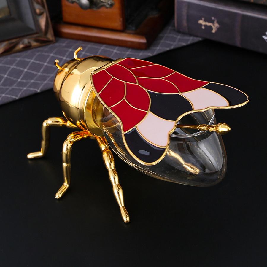 Little Bee Seasoning Box Golden Large Bee Sugar Cup Household European Kitchen Seasoning Box with Spoon Storage Jar High-end