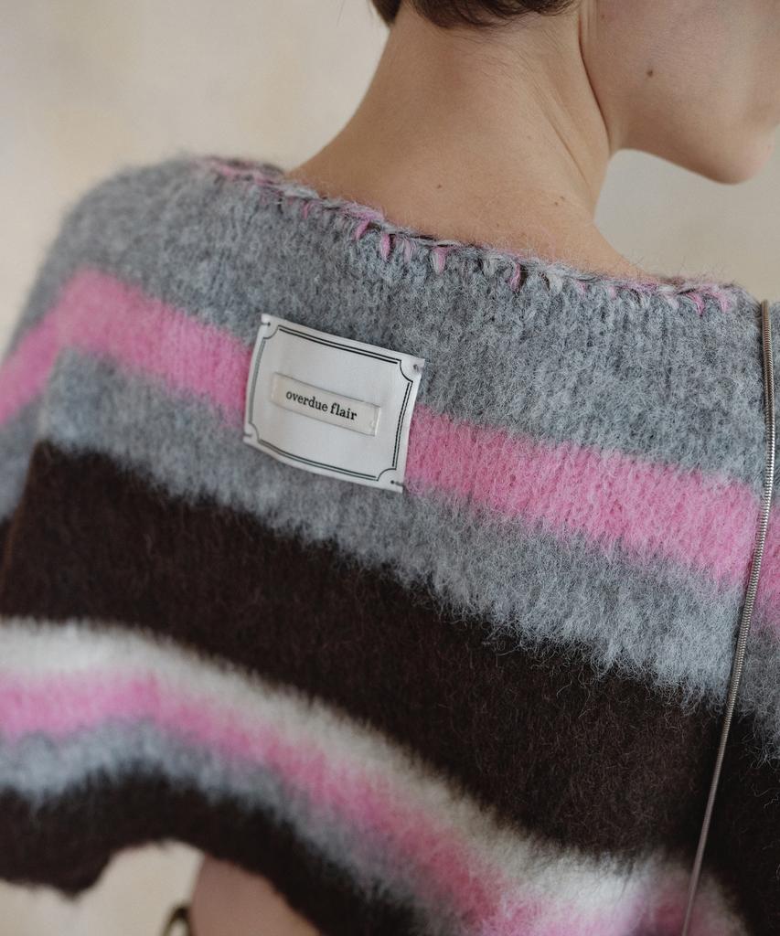 Obeodyupeulleeo Hairy Wool Crop Knit_Stripe