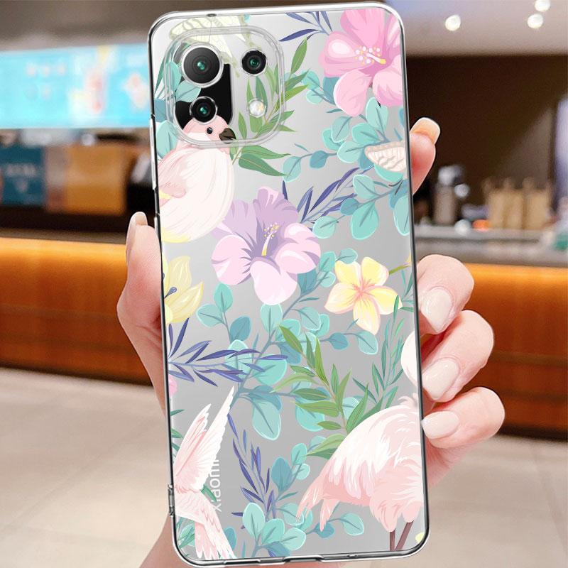 Cute White Rabbit Flower Floral Clear Case For Xiaomi Poco X3 Nfc X3pro M3 F1 F3 For Mi 11 12 13 11x 12x Pro 11 10 Lite 11t 10t