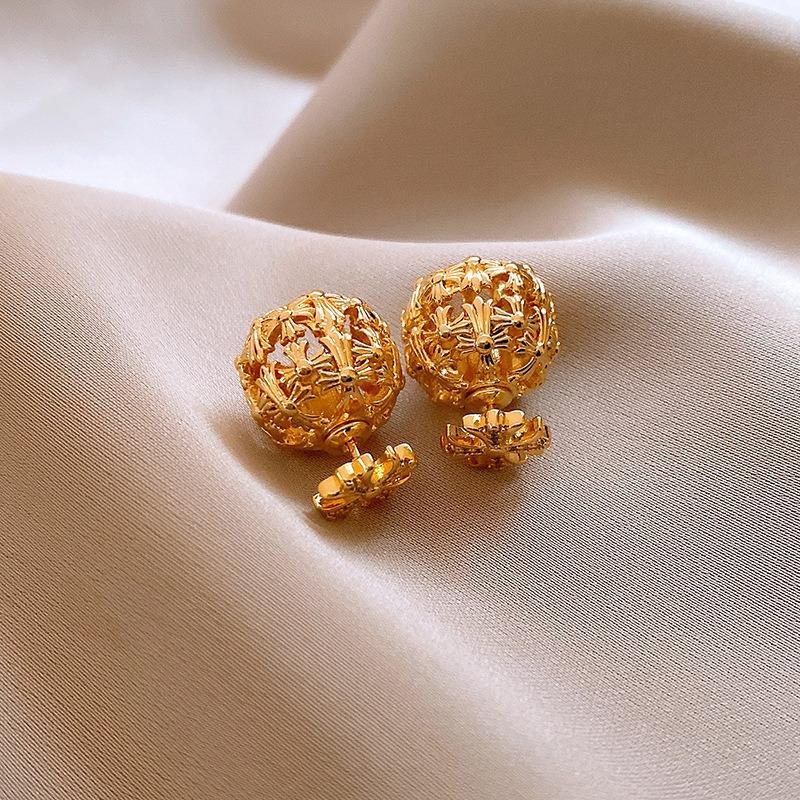 Silver Needle Multi-layer Letter Twill Zircon Pearl Earrings Medieval Vintage Light Luxury Stud Earrings Versatile Earrings
