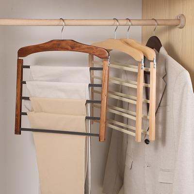 Solid Wood Clothes Drying Rack Wardrobe Storage Multi-function Solid Wood Trouser Towel Rack Home Apartment Clothes Rack