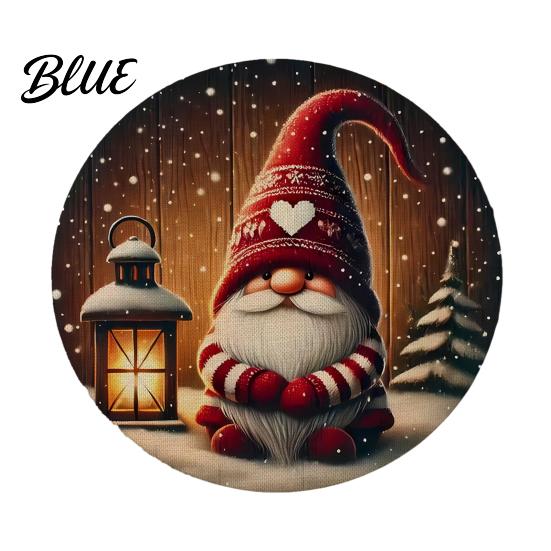 Tapis décoratif d'isolation thermique Rond Set de table de Noël 14 pouces Motif festif Antidérapant Protecteur de table Couvercle de table anti-brûlure Endroit pour manger