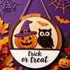 Pumpkin Ghost Owl Sign Halloween Layered Round Door Hanger, 3D Wood Welcome Sign, Trick or Treat Hanger Farmhouse Front Wall Hanging Decor for