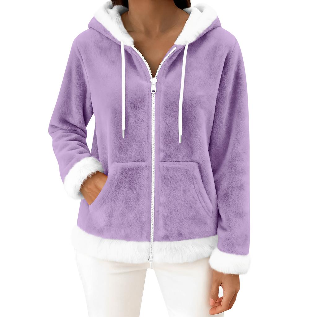 Moteriškas kasdienis madingas ilgomis rankovėmis užsegamas vilnos kardiganas su gobtuvu