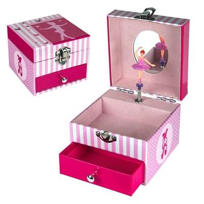 Caixa de música com bailarina e gaveta de joias
