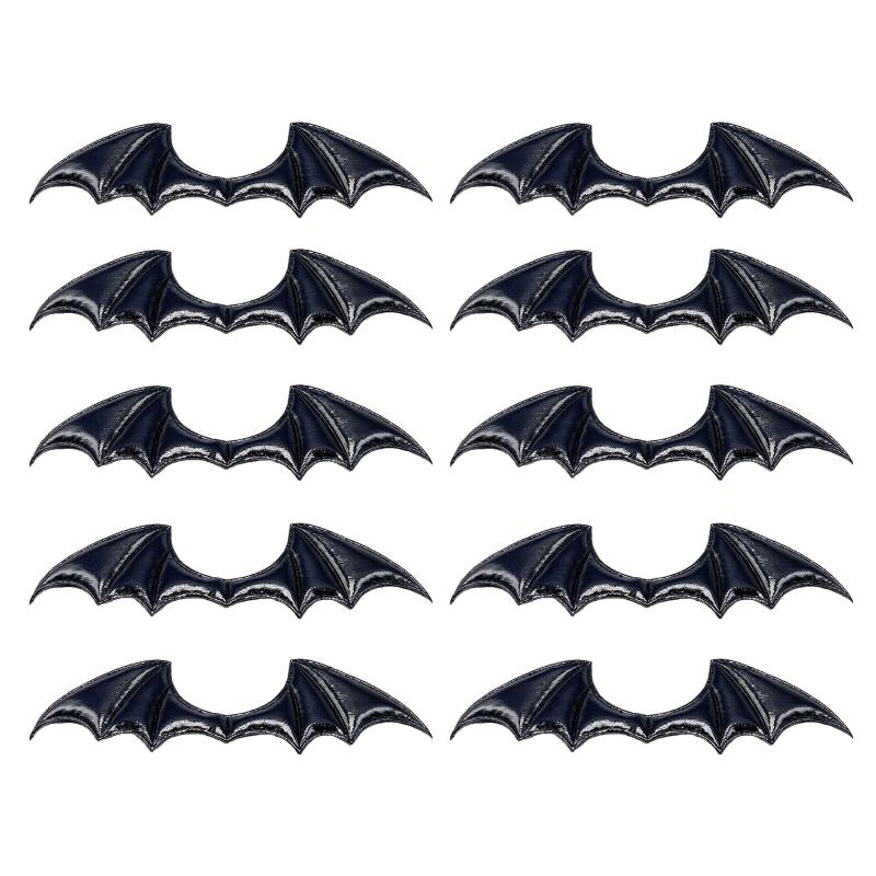 

10Pieces Halloween Padded Applique Patches Bat Wings Decorative Patch for Hair Bow Clip Craft Embellishment Party Decor 1 чорний