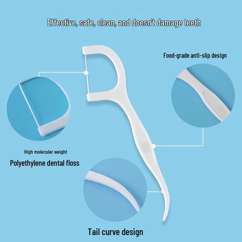 Family Pack Ultra-Fine Disposable Floss Picks: Individually Wrapped Toothpick Floss for Home Teeth Cleaning