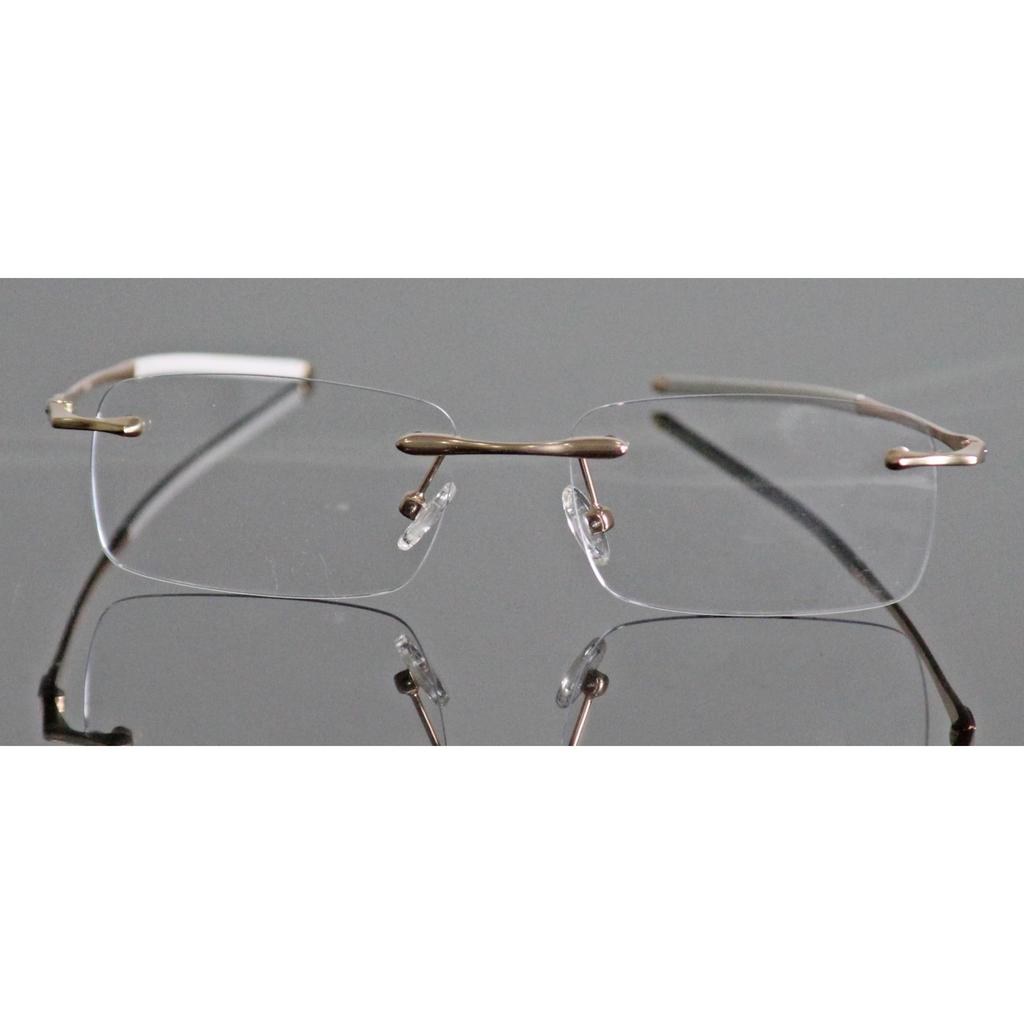 RSINC Rimless Frame/Eyeglass/Spectacle, Optical, Prescription, For Men And Women, Gold White BR-1| 003113 53-18-135 N1 OA - Gold White 003113