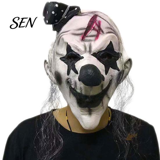 Comfortable Halloween Face Cushion Horror Latex Masque for Adults, Scary Clown Cosplay Prop, Creepy Breathable Masquerade Prop Full Head Hood Costume,