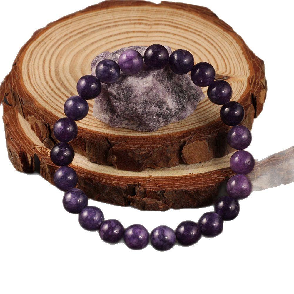 Festive Gifts Purple Lepidolite Beaded Bracelet Calming Fashion Jewelry For Men And Women Daily Wear Simple Versatile Accessory