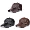 Pu Leather Baseball Cap With Embossed Design For Autumn Winter Outdoor Men