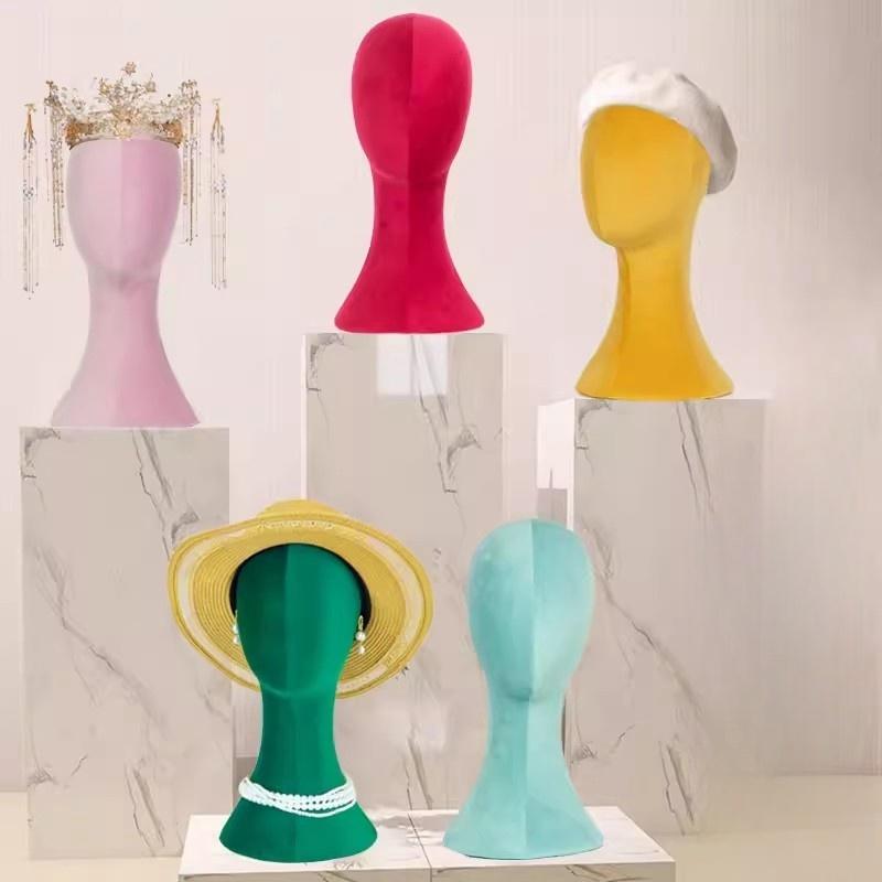 Color Velvet Fabric Cover Female Mannequin Head For Hat Wigs and Jewelry Display