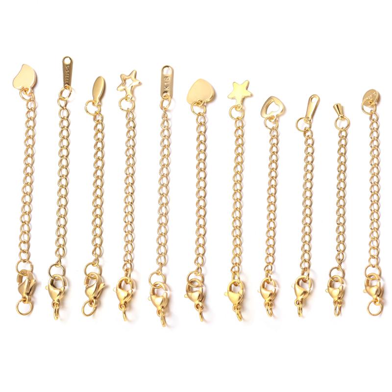 10pcs/Lot 50mm Stainless Steel Necklace Extension Chain Bulk Bracelet Extended Chains Tail Chains Extender For Jewelry Making