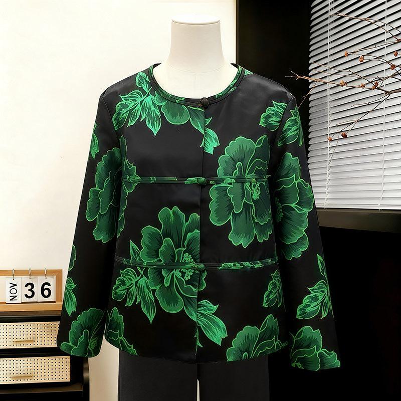 

New Chinese National Style Retro Jacket for Middle-Aged and Elderly Women with Frog Buttons - Perfect for Mother s Day 3XL (Recommended for 120-135 jin)
