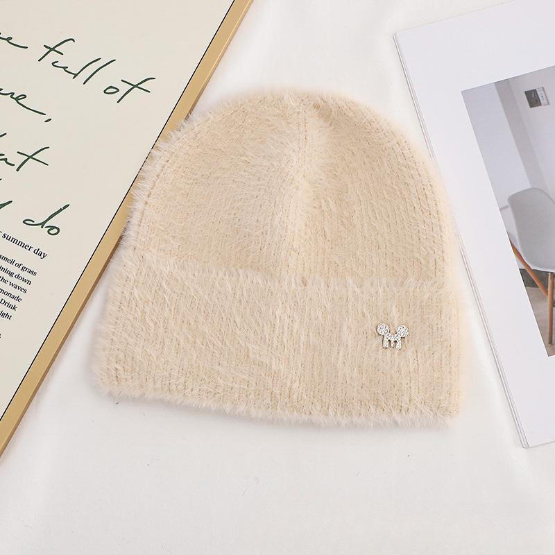 Autumn and Winter Hats for Women Plush New Korean Knitted Hats Versatile Warm Ear Protection Thickened Fashionable Wool Hats