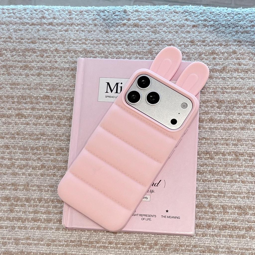 Solid Silicone Jacket with Rabbit Ears for iPhone 17 Pro Max and Apple 16 Pro - Drop-proof Case