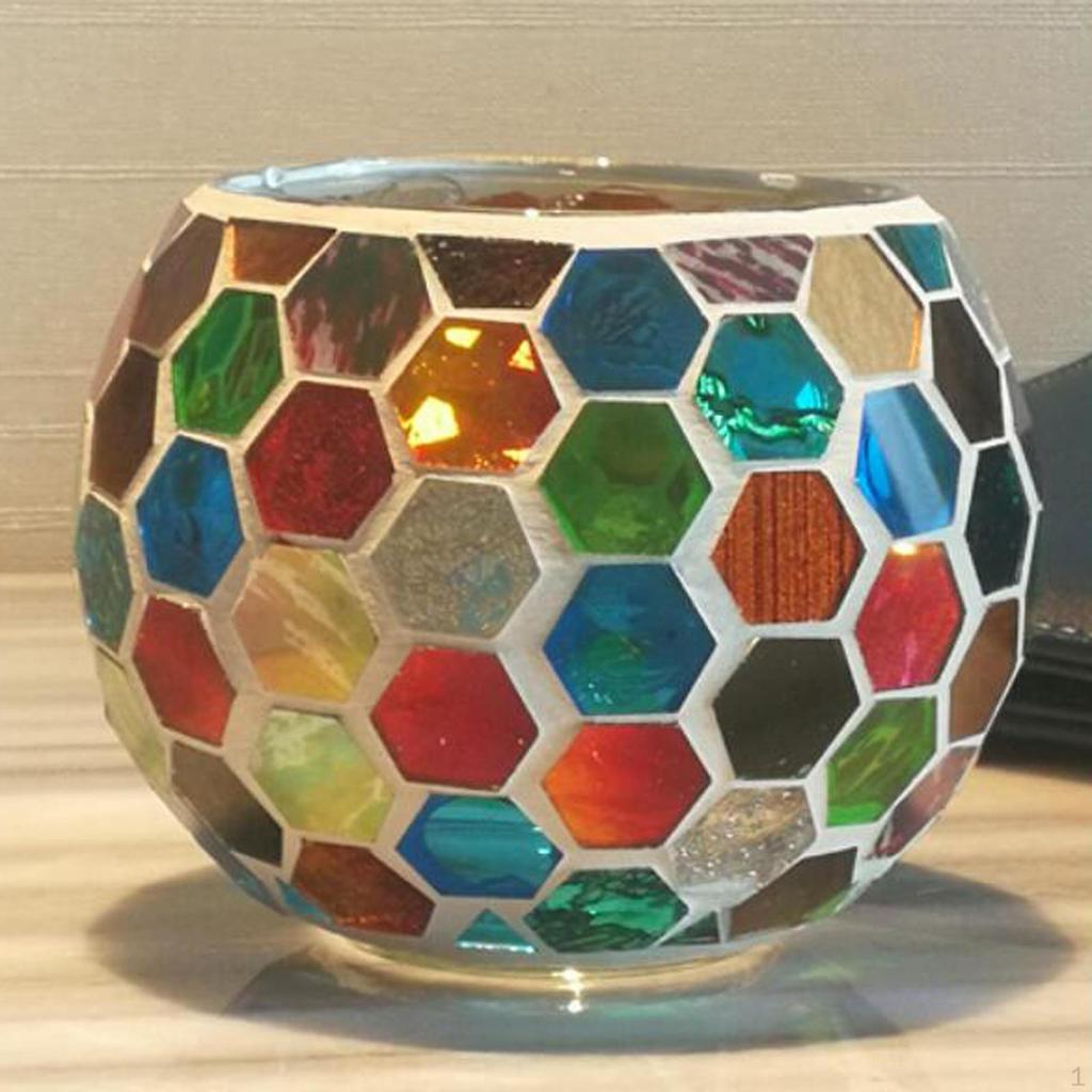 Držák na svíčku Středový díl Evropské mozaikové sklo Držáky na čajové svíčky pro domácí dekoraci, Stůl, Večírek