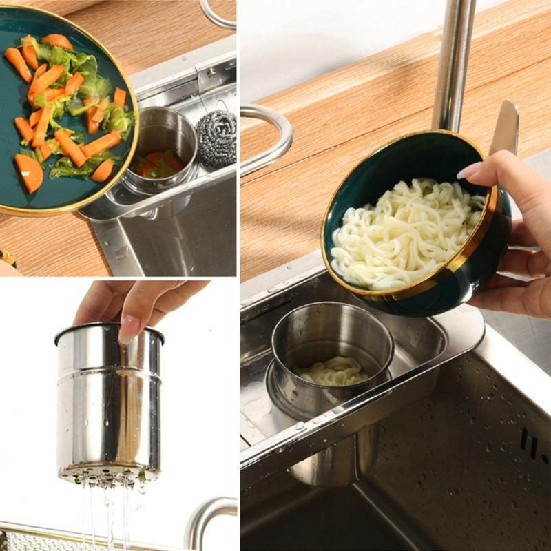 Multifunctional Over The Sink Storage Rack Stainless Steel Adjustable Shelf for Mess Release Kitchen Space