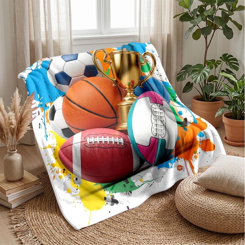 Sports Trophy Celebration 1 Theme Blanket Lightweight Warm Flannel Blanket Decorative Throw Blanket for Home Decoration