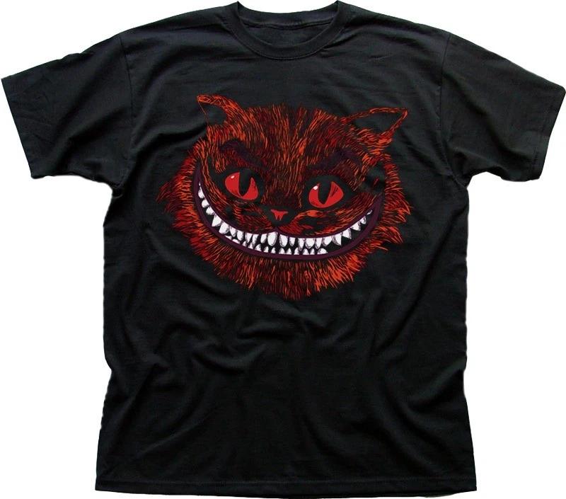 EVIL CHESHIRE Cat Alice in Wonderland All Mad here Hatter black t-shirt 9583 M