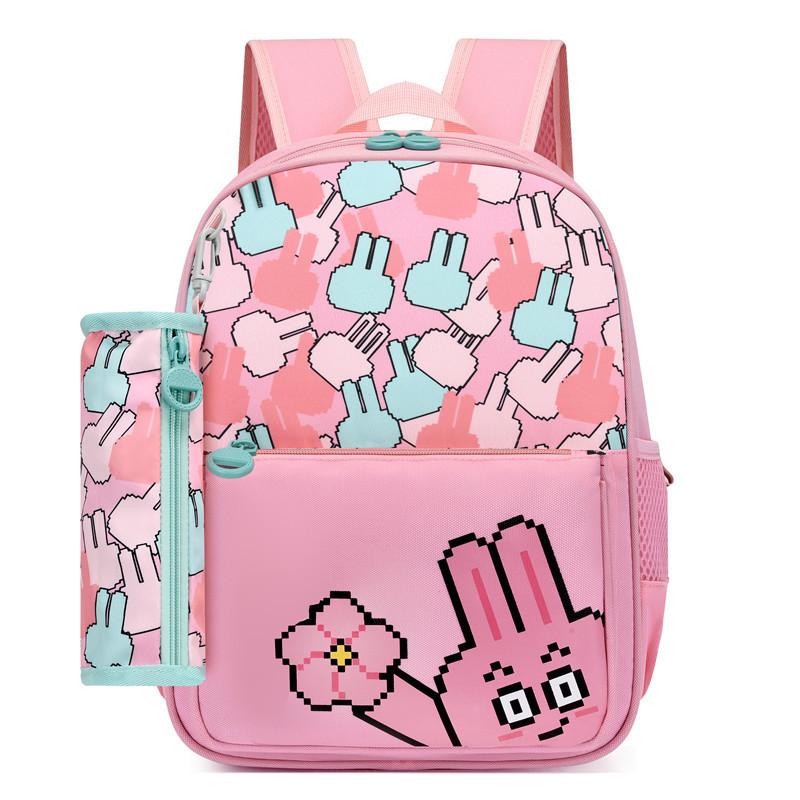 Fashionable Large Capacity Canvas Cartoon Backpack For Elementary School Kids Unisex