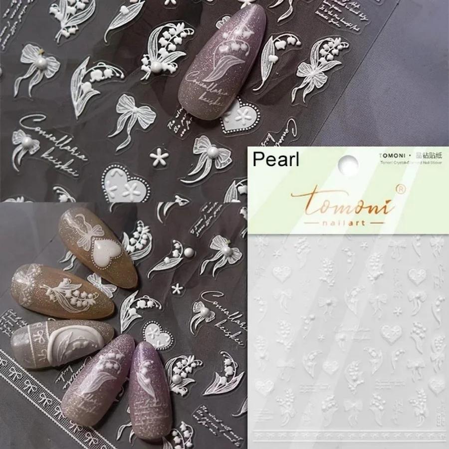 5D Cute Rabbit Love Peach Blossom Flower Yellow Nail Art Stickers Bowknot DIY Self Adhesive Rhinestone Manicure Decals
