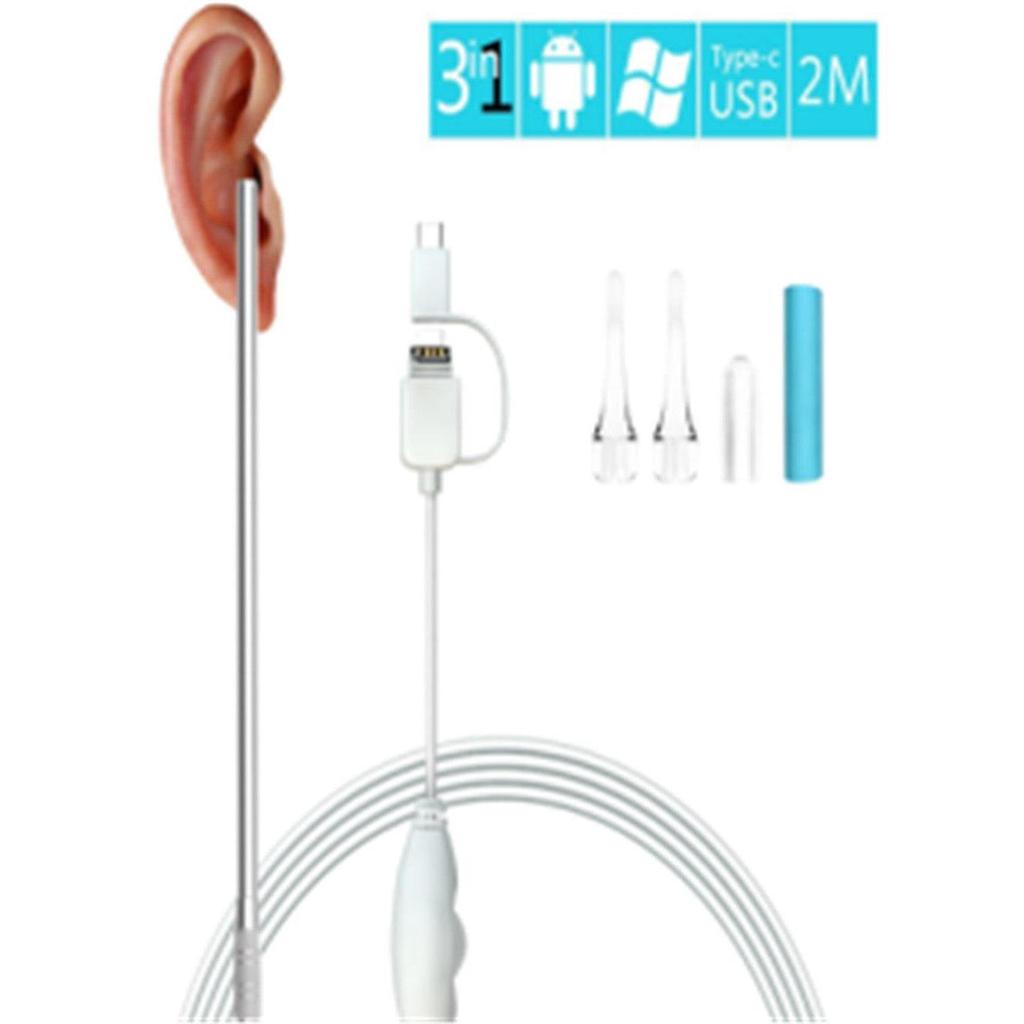 3 In 1 Usb Otg Visual Ear Cleaning Endoscope Spoon Functional Diagnostic Tool Ear Cleaner Android 0.3mp Camera Ear Pick