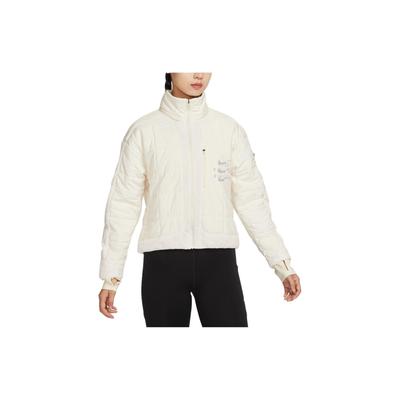 Solid Color Stand Collar Zipper Casual Cotton Jacket Women Jackets Off-White FB7822-110