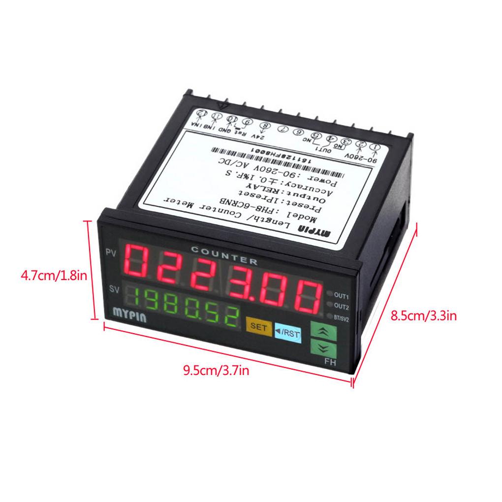 MYPIN FH8-6CRNB 6 Digital Counter with Proximity Switch Sensor NPN Mini Electronic Length Batch Meter