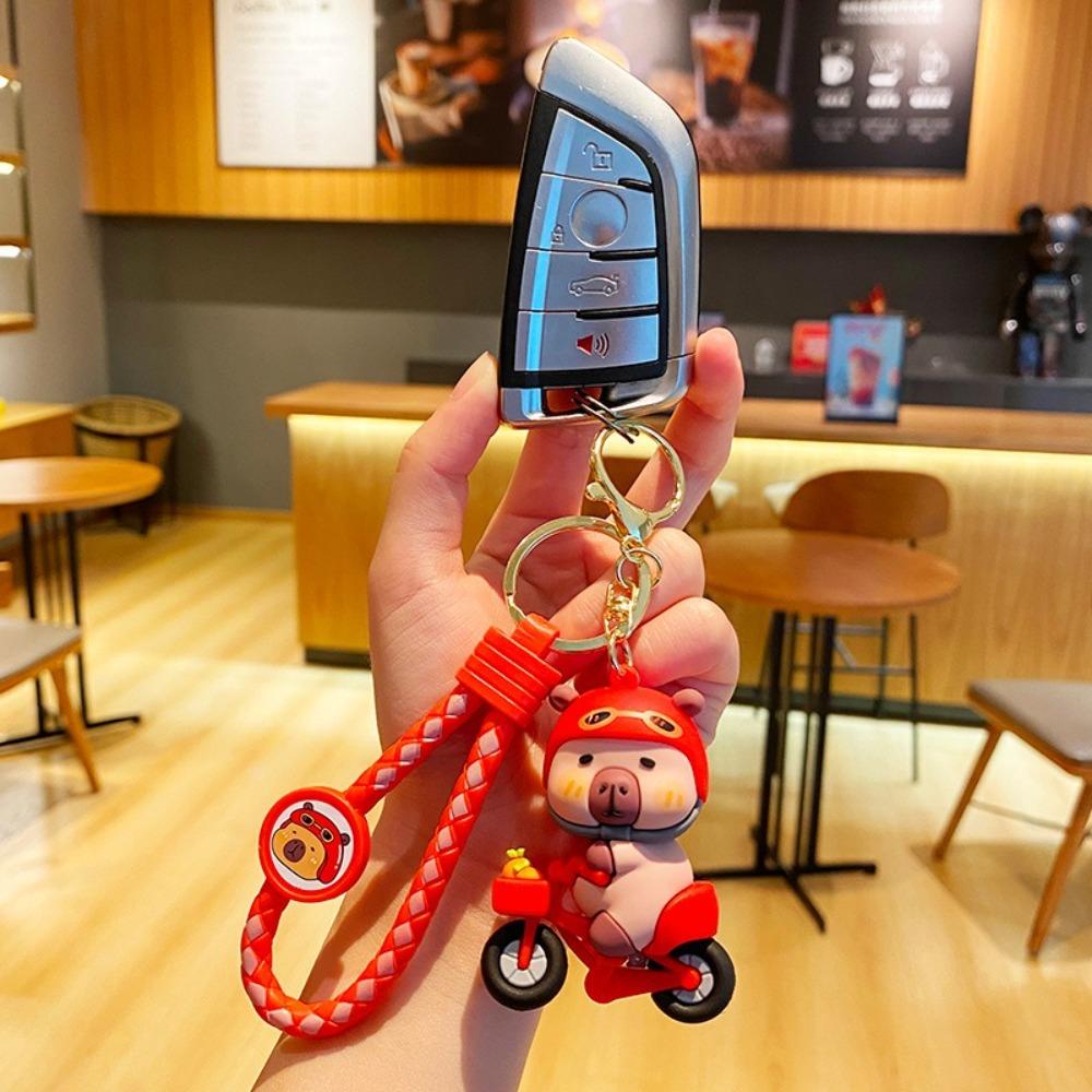 

Creative Capybara Keychain PVC Car Key Accessories Trendy Bag Pendant Gift розовый