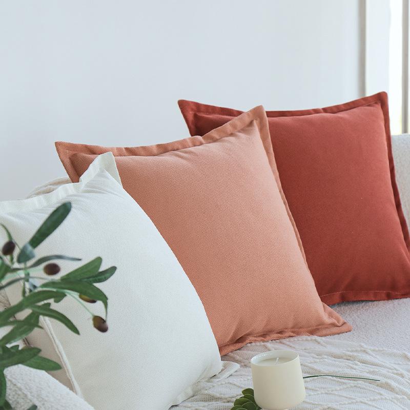Summer Solid Color Sofa Pillow Case, Bedside Cushion, Living Room Pillow, Chair Back Cushion, Car Waist Pillow