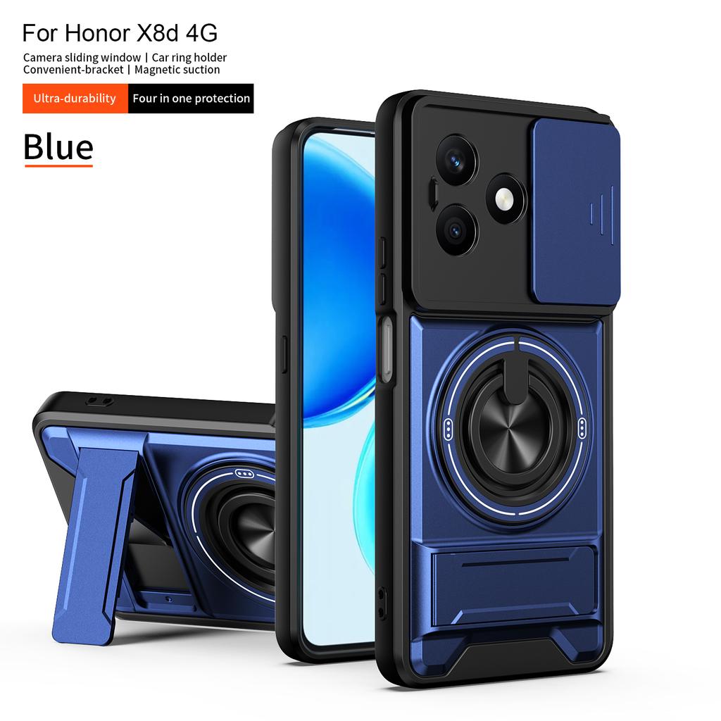 For Honor X8d Case MHonor X8d Cover MHonor X8DCases Magsafe Magnetic Fold Holder Military Armor Camera Protection Cover