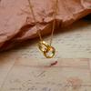 Gold Double Ring Interlocking Couple Popular Pendant Necklace Niche Design Versatile Titanium Steel Gold-Plated Korean