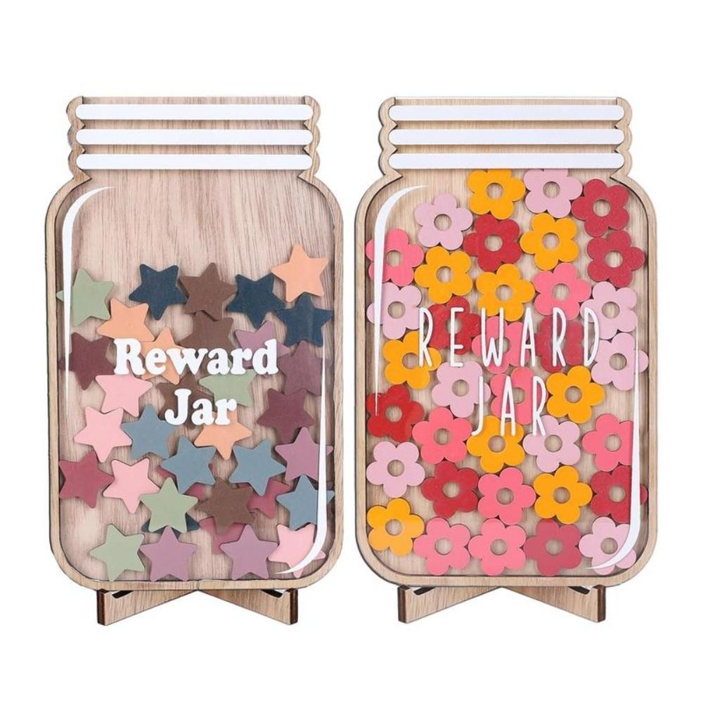 Cartoon Positive Behavior Rewards Jar Flower Classroom Reward Jar with Tokens  School