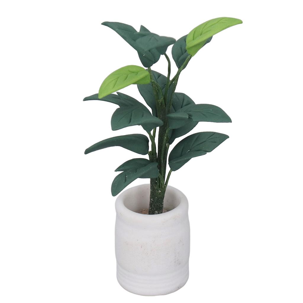 1:12 Dollhouse Potted Leafed Plant Model Miniature Green Bonsai Model Dollhouse Decoration