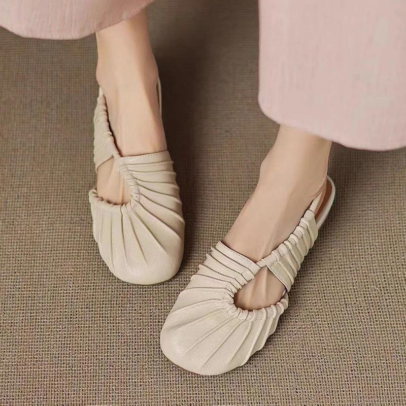 Fashion Women Flats Sandals Casual Leather Shoes Summer New Woman Slippers 2025 Brand Dress Shoes Sport Sneaker Walking Mujer Slides