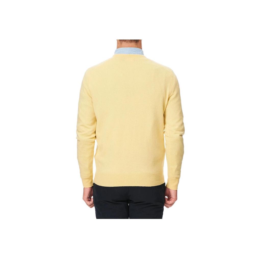 Polo Ralph Lauren Embroidered V-Neck Long Sleeve Knit Sweater Men Sweater Yellow MNPOSWE16820295-700