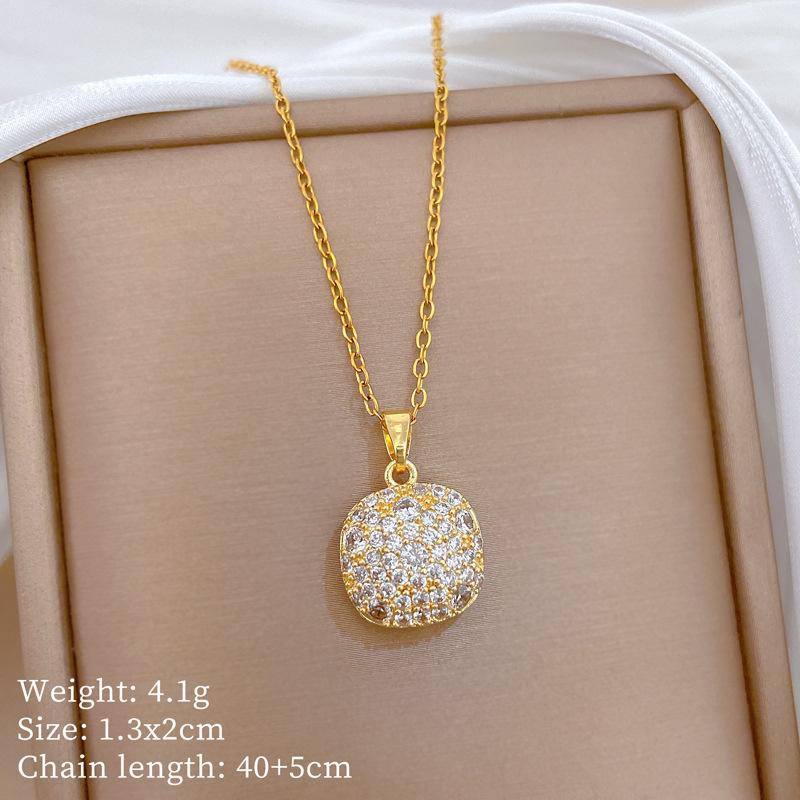 Copper Micro-Inlaid Love Fashion Light Luxury Temperament Gorgeous Full Diamond Necklace Female Versatile Collarbone Chain Titanium Steel