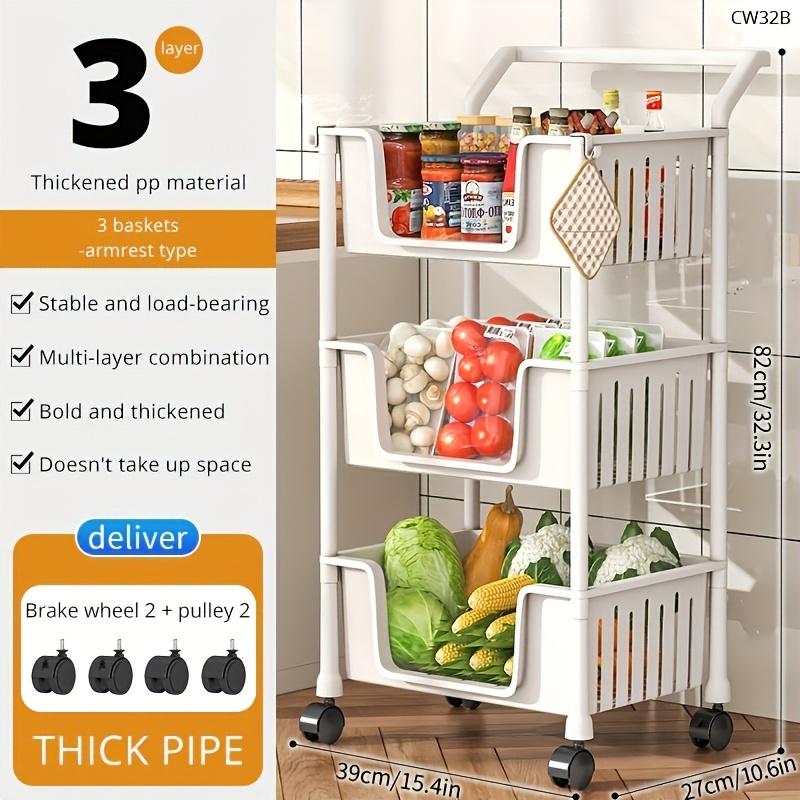 

1 шт. многоцелевая полка для хранения с органайзером на колесах, органайзер для фруктов и овощей, приправ, аксессуары для кухни, ванной, спальни, гостиной Three-layer белый